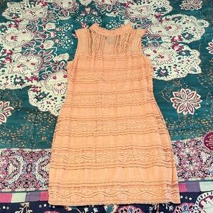 bebe Lace Mini Dress - Peach
